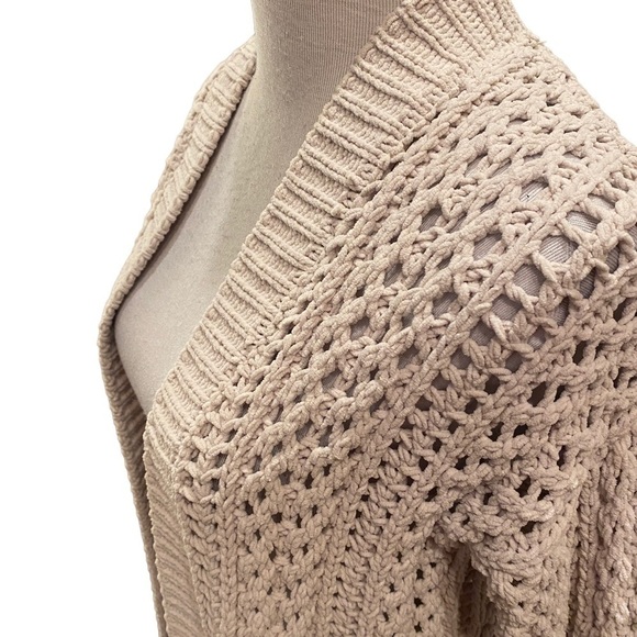 Dex Crocheted 3D Knit Cream Color Open Front Women’s Cardigan Size XS - Picture 2 of 13